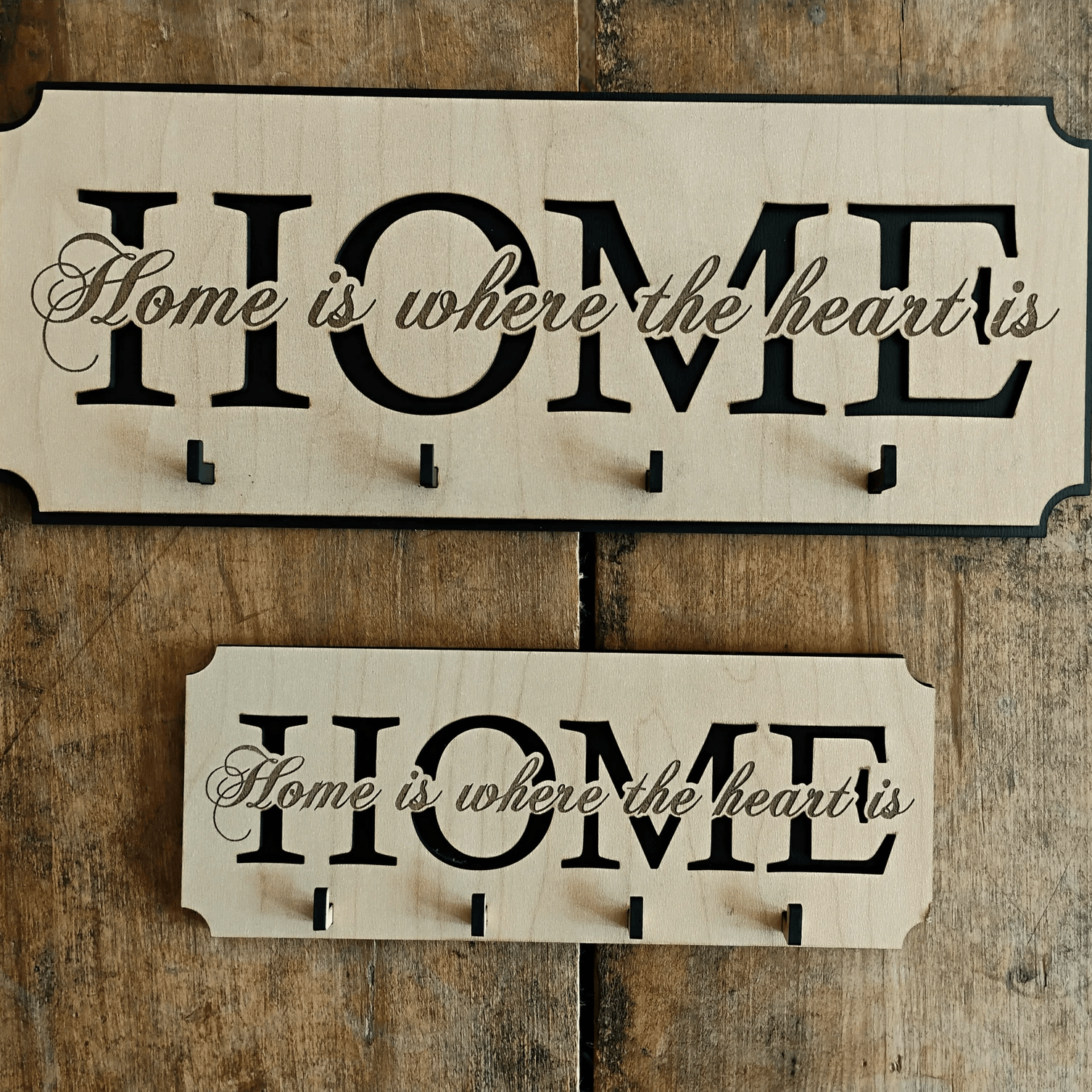 “Home is Where the Heart Is” Wall Hanger Sign with Hooks