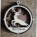 Reindeer Laser Engraved Wood Ornament