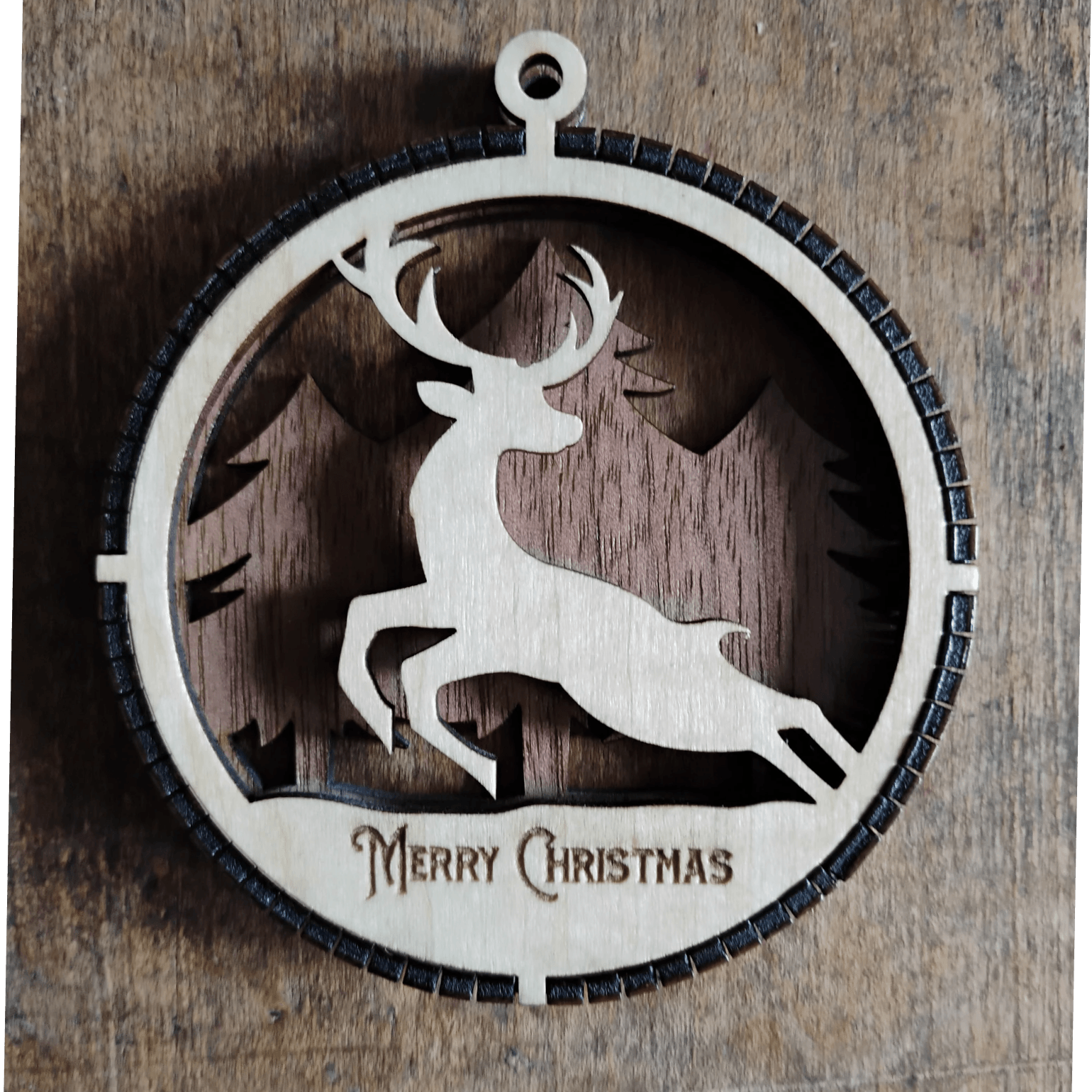 Reindeer Laser Engraved Wood Ornament