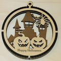 2 Layered Halloween Pumpkin and Spider Keepsake/Ornament (Double Sided)