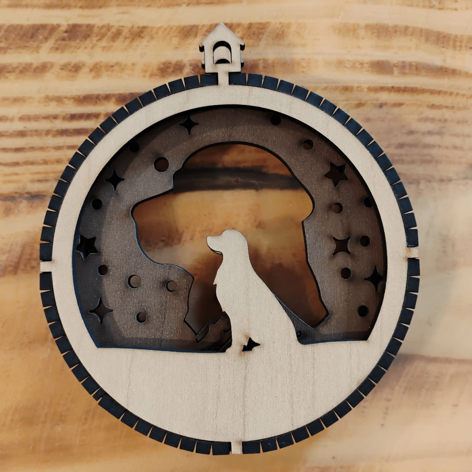 3 Layered Laser Engraved Wood Ornament- Breed -Golden Retriever (150 Breeds to Choose From)