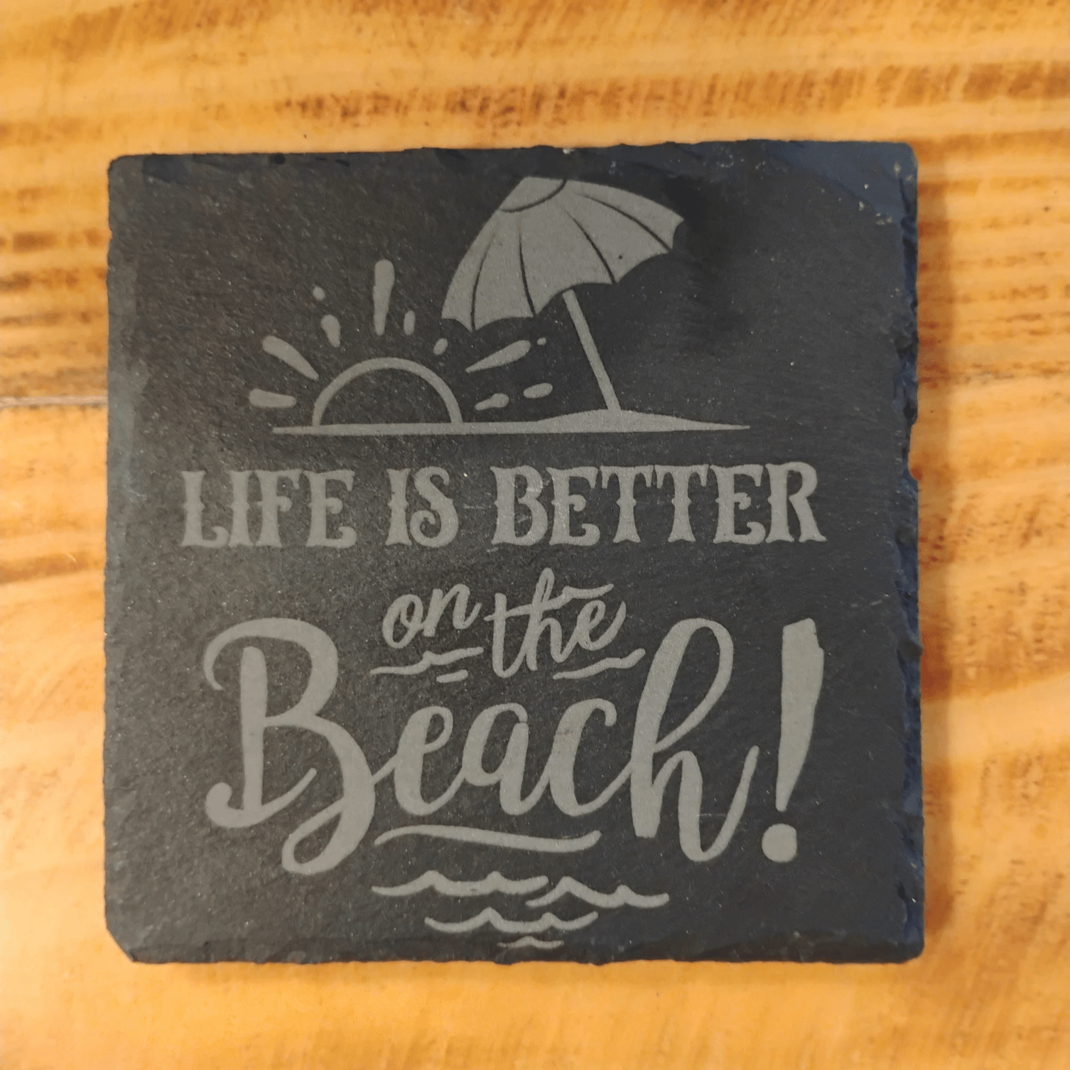 "Relaxing on the Beach" Slate Coasters