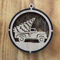 2 Layered Truck and Tree Laser Engraved Ornament - Customizable