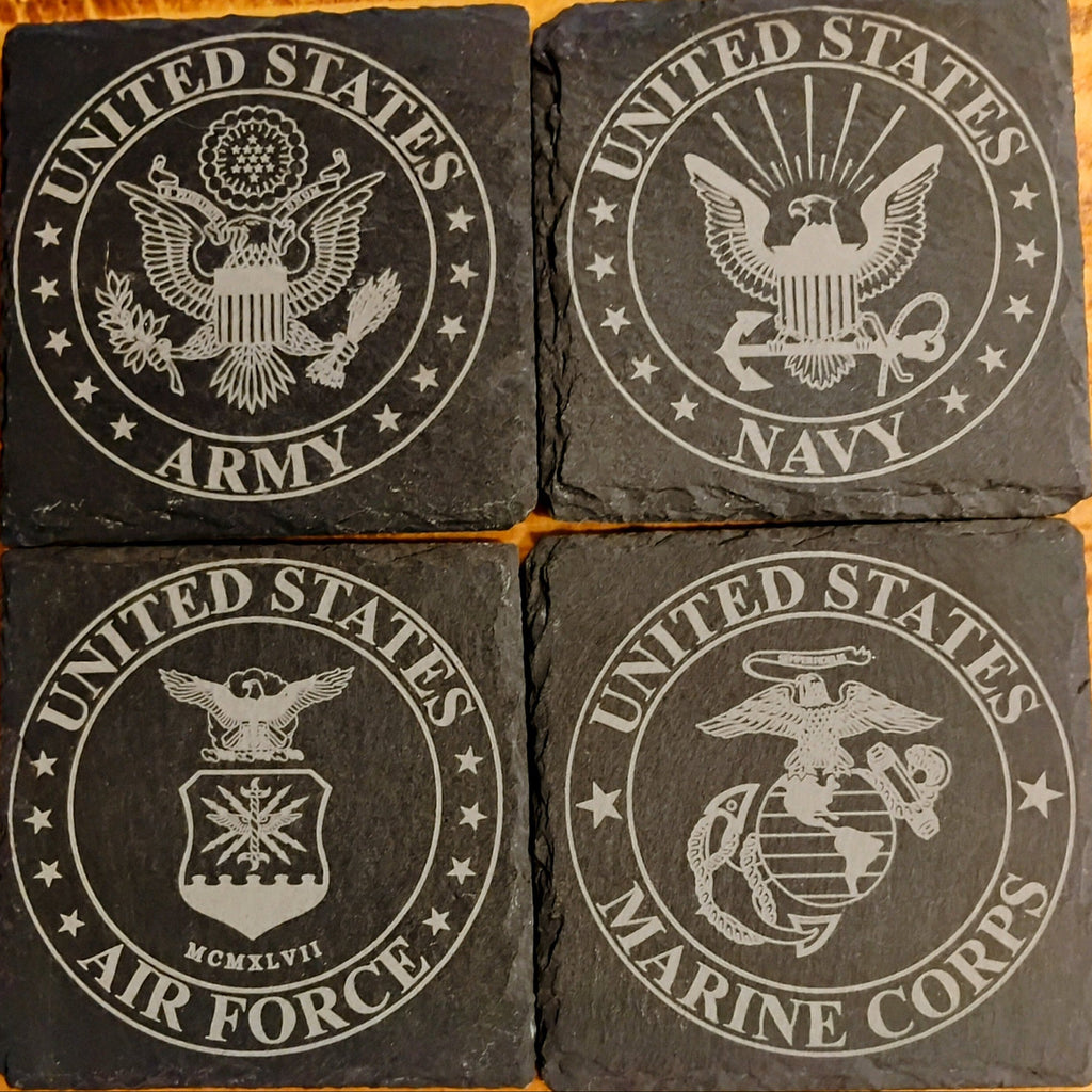Custom Slate Coasters-Military Branches - Set of 4
